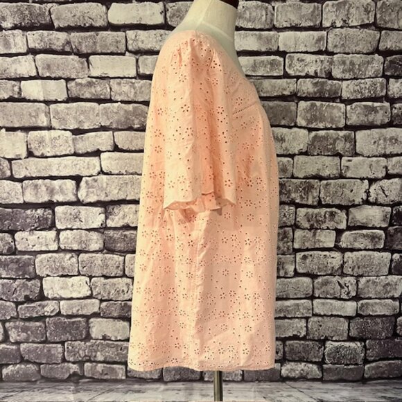 Talbots NWT Peach Eyelet Fabric Blouse Size 2X - Picture 7 of 8